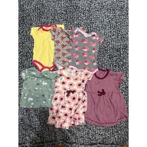 6-9 month lot. 6 items. Dresses, shirt, and onsies. GUC